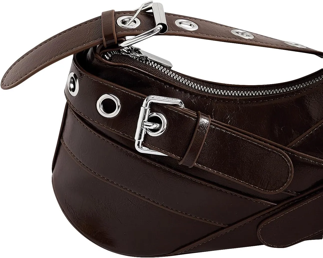 Verdusa Women's Shoulder Handbags Punk Leather Underarm Bag with Buckle