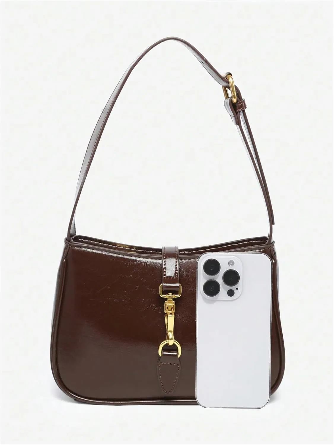 Verdusa Women's Vintage PU Leather Underarm Shoulder Bag Metal Buckle Square Handbags