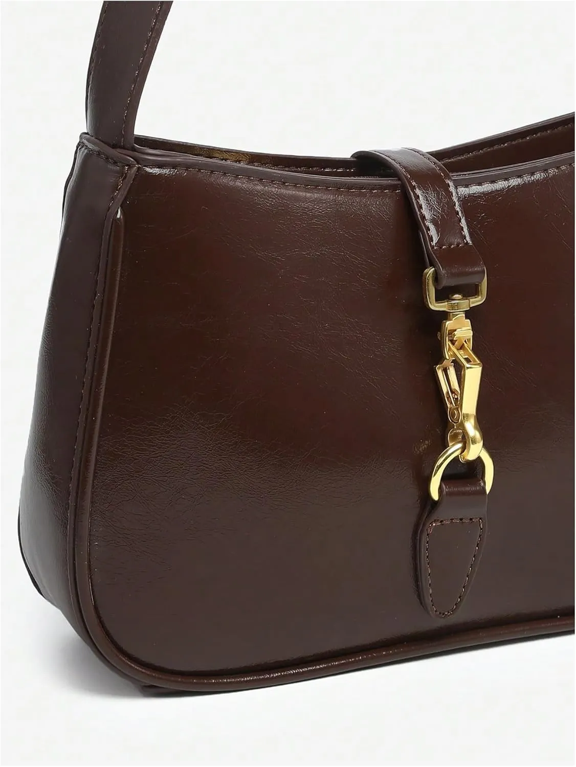 Verdusa Women's Vintage PU Leather Underarm Shoulder Bag Metal Buckle Square Handbags