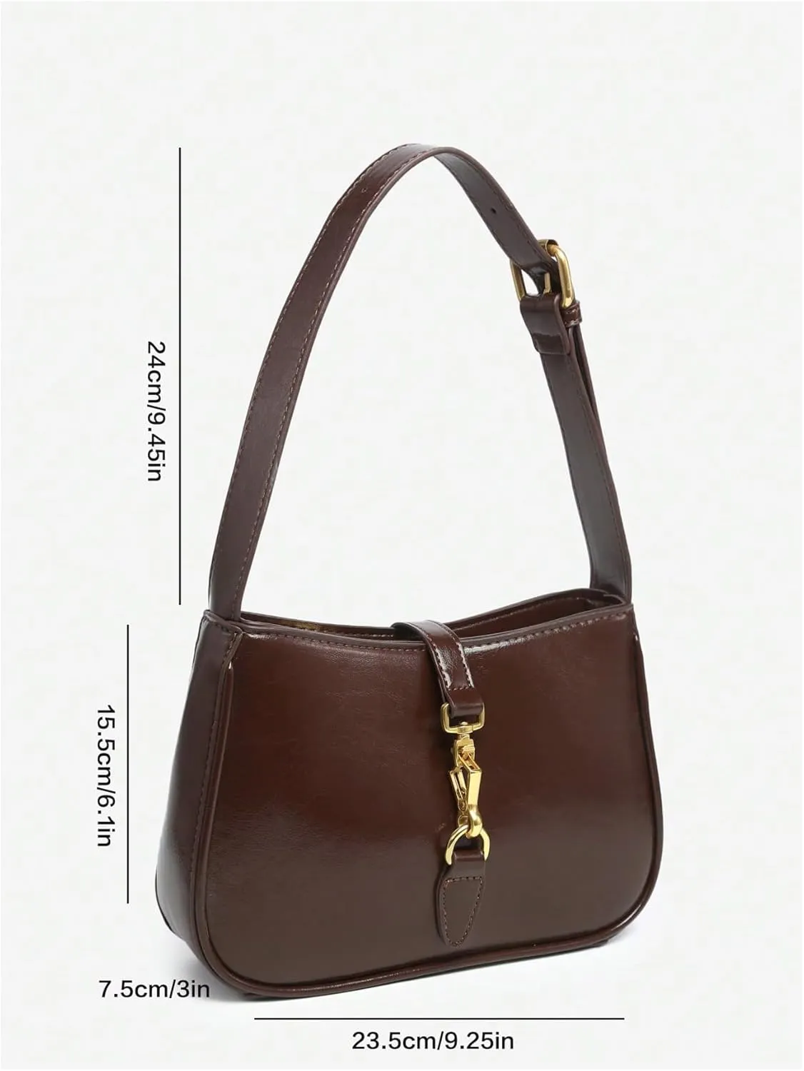 Verdusa Women's Vintage PU Leather Underarm Shoulder Bag Metal Buckle Square Handbags