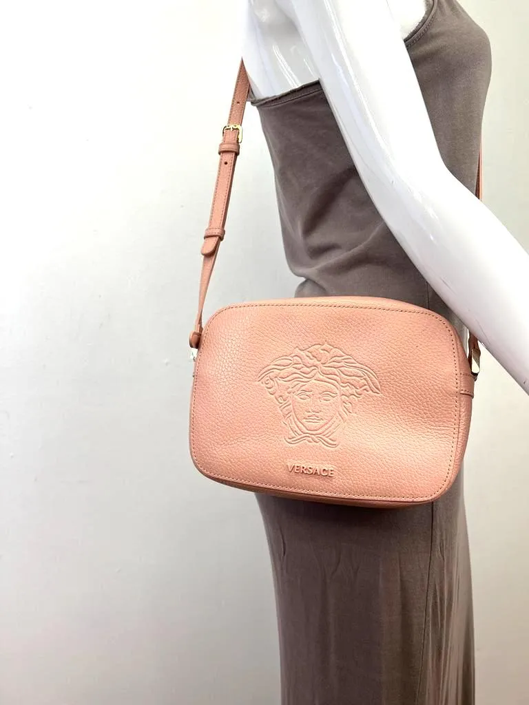 VERSACE MEDUSA TEXTURED LEATHER CROSSBODY BAG