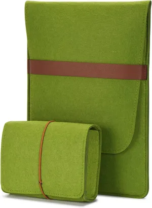 Vertical 15 Inch MacBook Pro Sleeve Protective Laptop Case for 16 Inch MacBook Pro 2019, 15 Inch MacBook Pro 2015-2019, Dell XPS 15 with Small Felt Accessory Bag(Army Green)