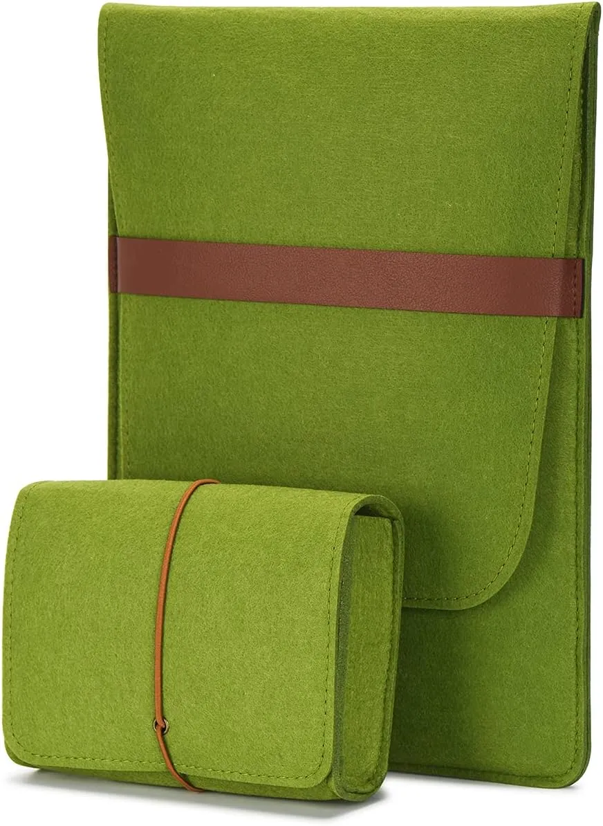 Vertical 15 Inch MacBook Pro Sleeve Protective Laptop Case for 16 Inch MacBook Pro 2019, 15 Inch MacBook Pro 2015-2019, Dell XPS 15 with Small Felt Accessory Bag(Army Green)