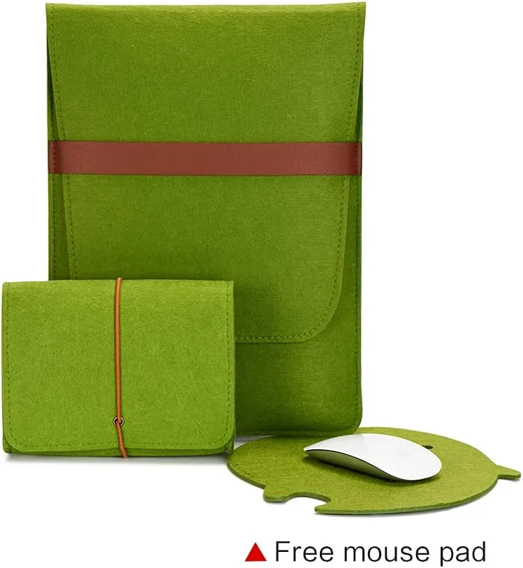 Vertical 15 Inch MacBook Pro Sleeve Protective Laptop Case for 16 Inch MacBook Pro 2019, 15 Inch MacBook Pro 2015-2019, Dell XPS 15 with Small Felt Accessory Bag(Army Green)
