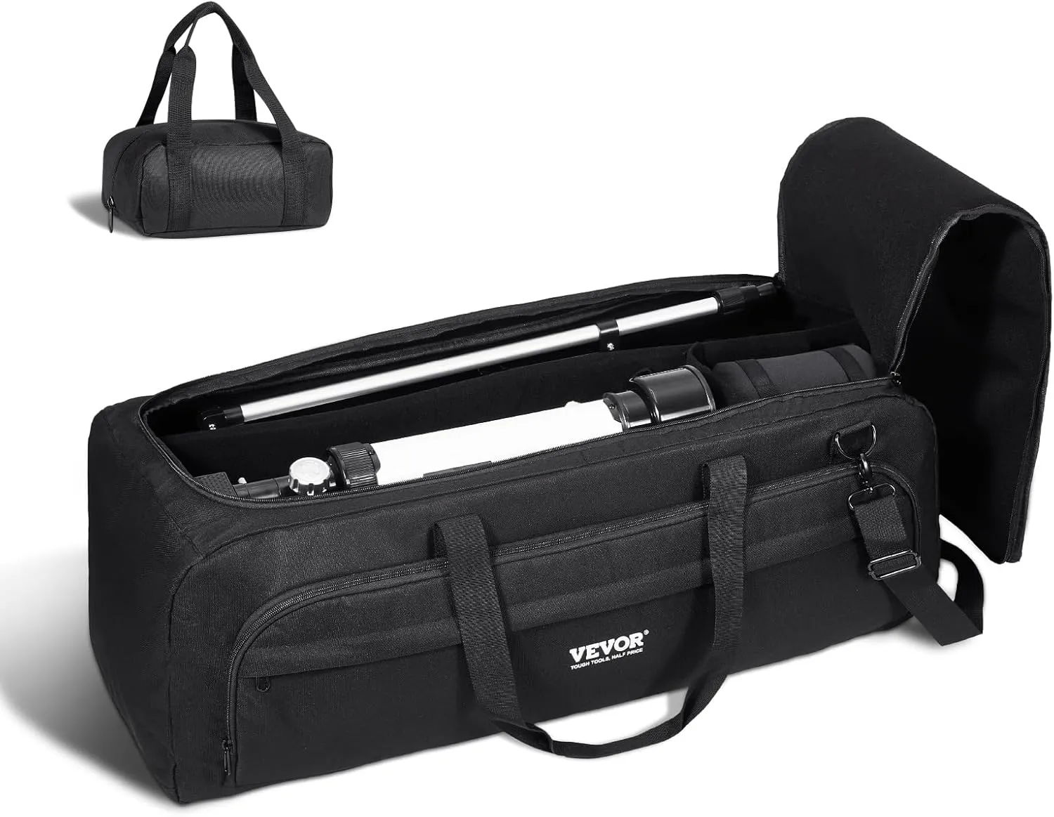 VEVOR Telescope Case, 30.3", Telescope Storage Bag with Fixed Buckles, Multi-Pocket & Detachable Divider, Shock-Absorbent Telescope Travel Carrying Bag for Optical Tube & Tripod, Counterweight Pocket