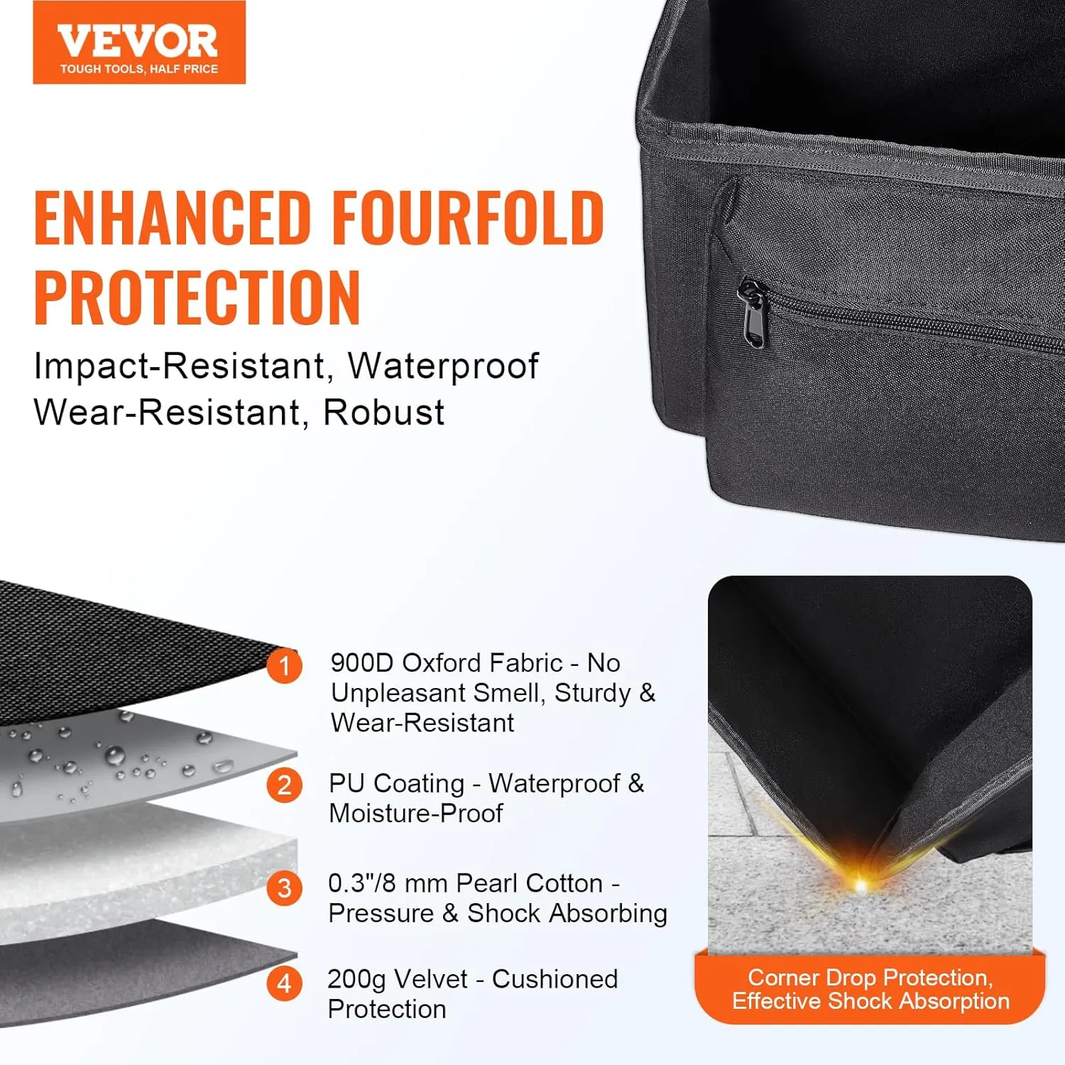 VEVOR Telescope Case, 40.7", Telescope Large Storage Bag with Fixed Buckles, Multi-Pocket & Detachable Divider, Shock-Absorbent Telescope Carrying Case for Optical Tube & Tripod, Counterweight Pocket