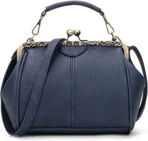 Vintage Hollow Handbag for Women Leather Shoulder Bag Evening Clutch Bag Kiss Lock Closure Crossbody Bag Purse