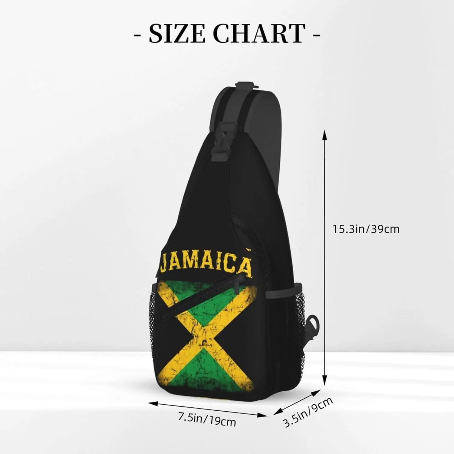 Vintage Jamaica Flag Cross Chest Bag Crossbody Bags Sling Backpack Gym Shoulder Bags Sports Fanny Pack Adjustable Travel Daypack Diagonally Casual Rucksack