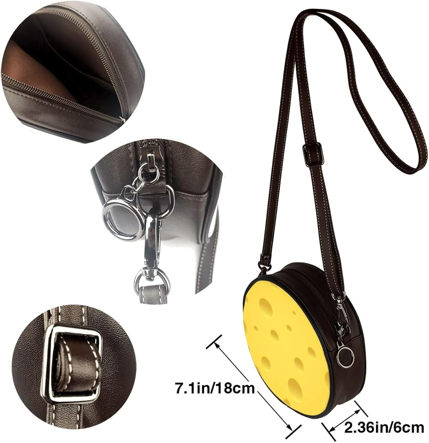 Vintage Leather Circle Shoulder Bag Purses Handbags for Women Small Round Beach Bags with Adjustable Straps
