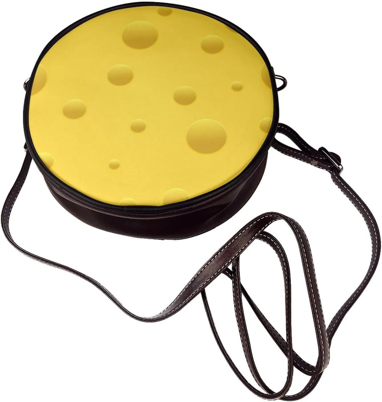 Vintage Leather Circle Shoulder Bag Purses Handbags for Women Small Round Beach Bags with Adjustable Straps