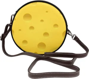 Vintage Leather Circle Shoulder Bag Purses Handbags for Women Small Round Beach Bags with Adjustable Straps