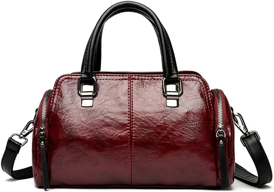 Vintage Leather Satchel Handbags for Women - Stylish Top Handle Crossbody Purse & Retro Shoulder Tote Bag (Brown)