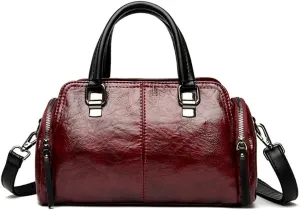 Vintage Leather Satchel Handbags for Women - Stylish Top Handle Crossbody Purse & Retro Shoulder Tote Bag (Brown)