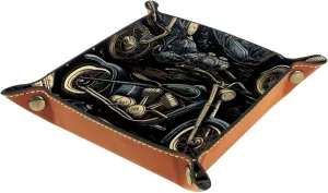 Vintage Motorcycle Theme Desk Drawer Organizer Tray, Small Stacking Jewelry Organizer Trays for Women and Girls