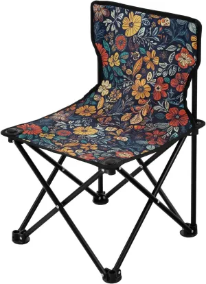 Vintage Retro Flowers Collapsible Camping Chairs for Adults Ultra-Lightweight Lawn Chair with Carrying Bag