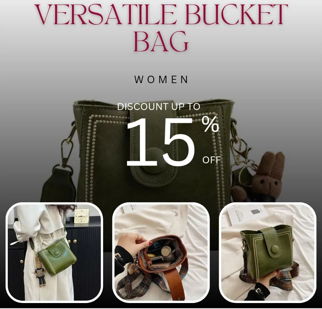 Vintage Retro Small Water Bucket Bag, Vintage Fashion Bag With Adjustable Wider Shoulder Strap