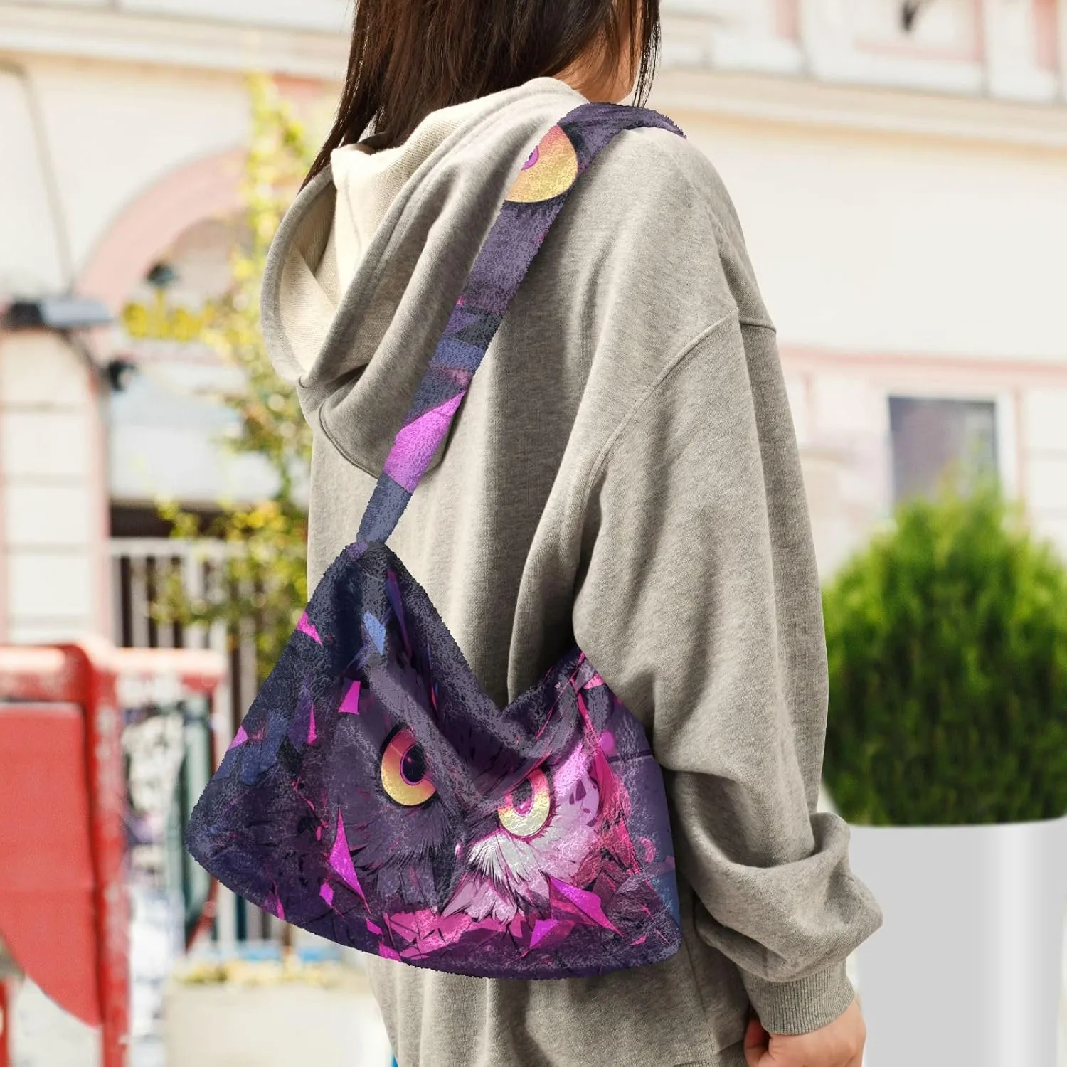 Vintage Scratch Sea Star Womens Handbags Shoulder Bag, Plush Handbag, Autumn Handbags