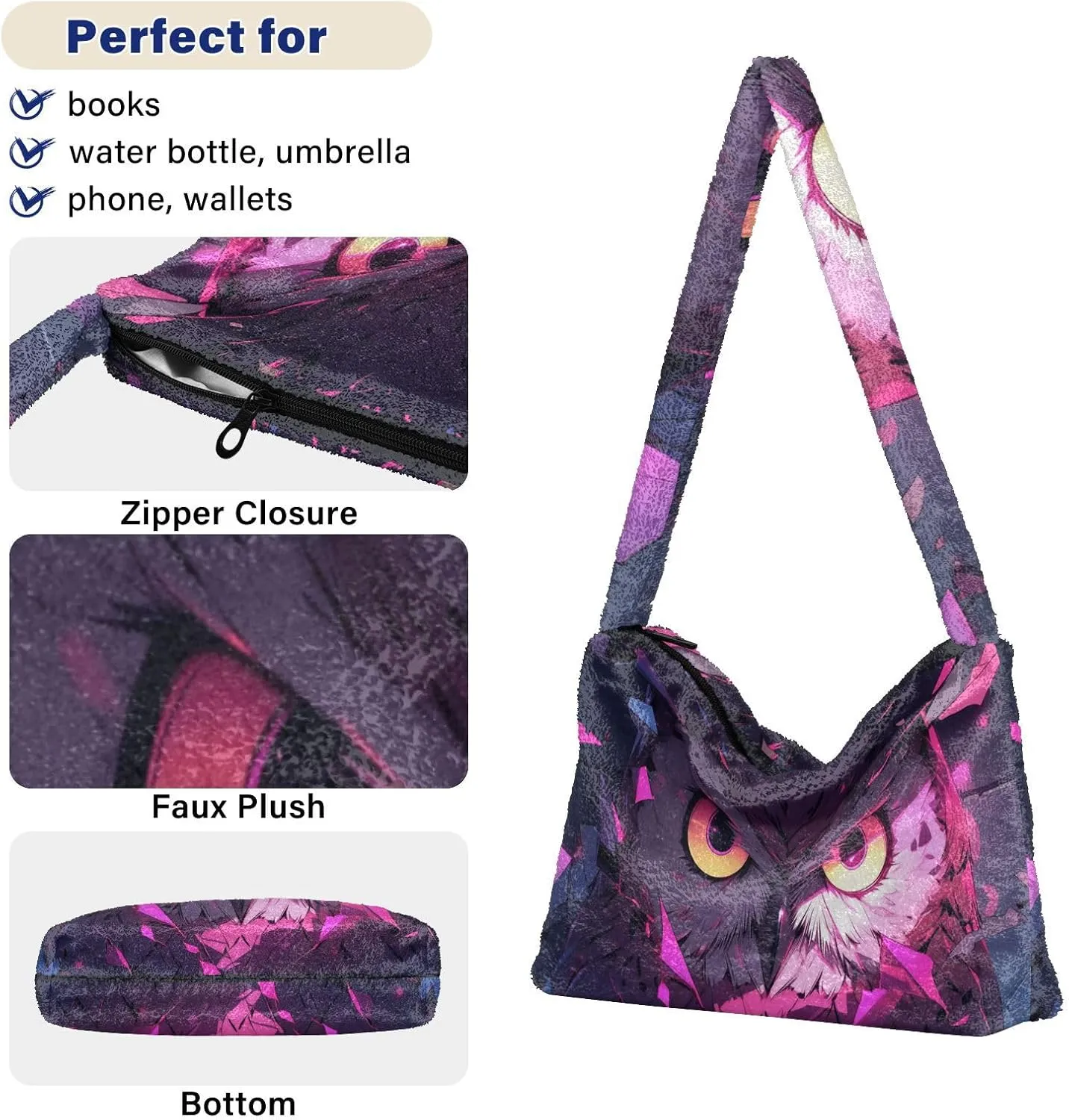 Vintage Scratch Sea Star Womens Handbags Shoulder Bag, Plush Handbag, Autumn Handbags