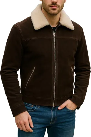 Vintage Trucker Leather Suede Jacket Men - Men's Suede Leather Trucker Coat
