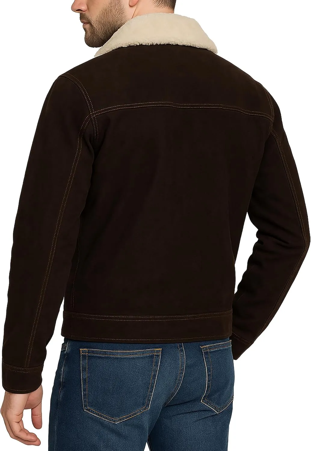 Vintage Trucker Leather Suede Jacket Men - Men's Suede Leather Trucker Coat