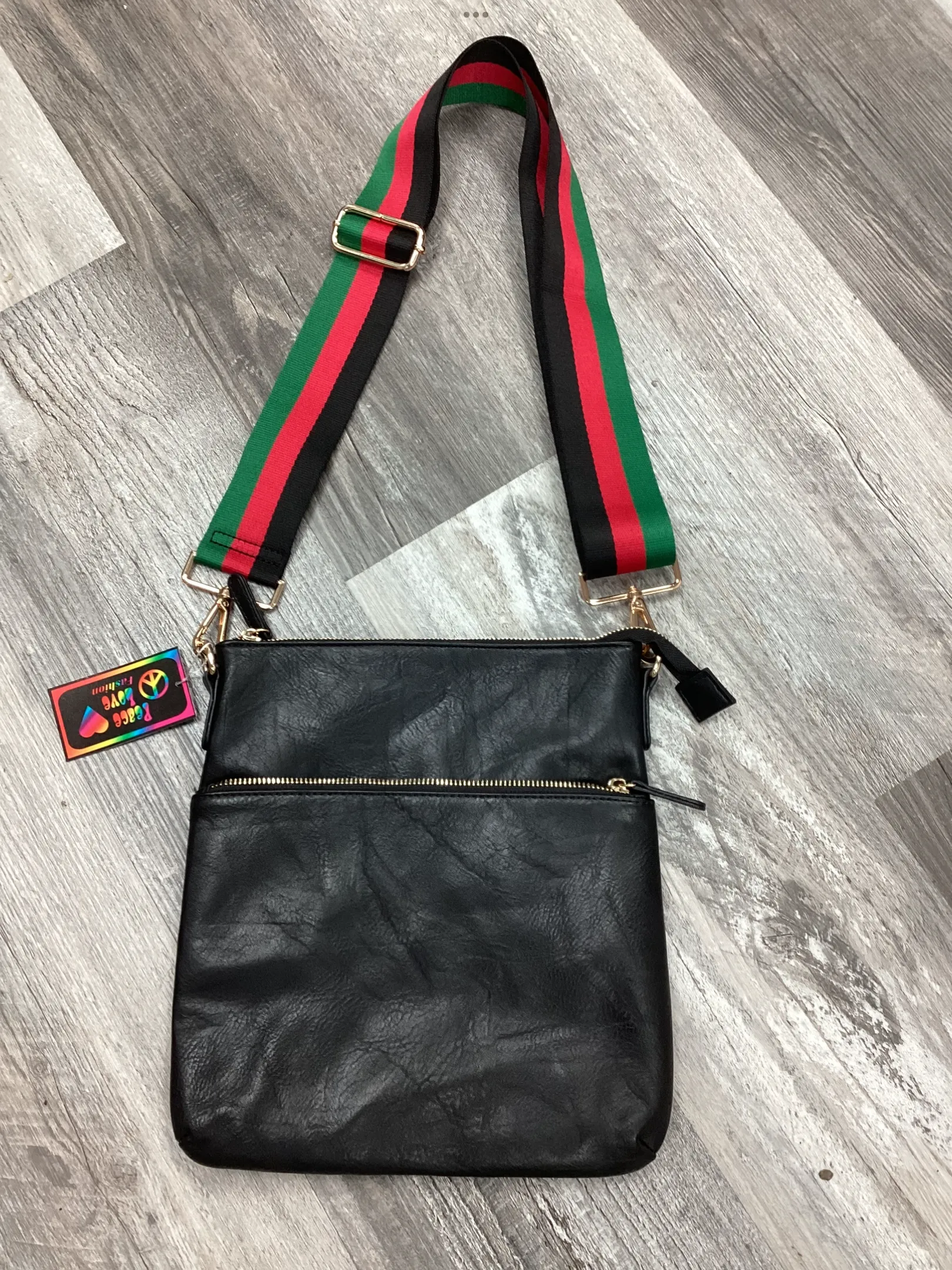 Vintage Vegan Leather Crossbody - Black