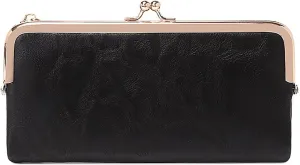 Vintage Women Long Wallets Bifold Ladies Purse Clutch with Kiss Lock and Zip Coin Pocket