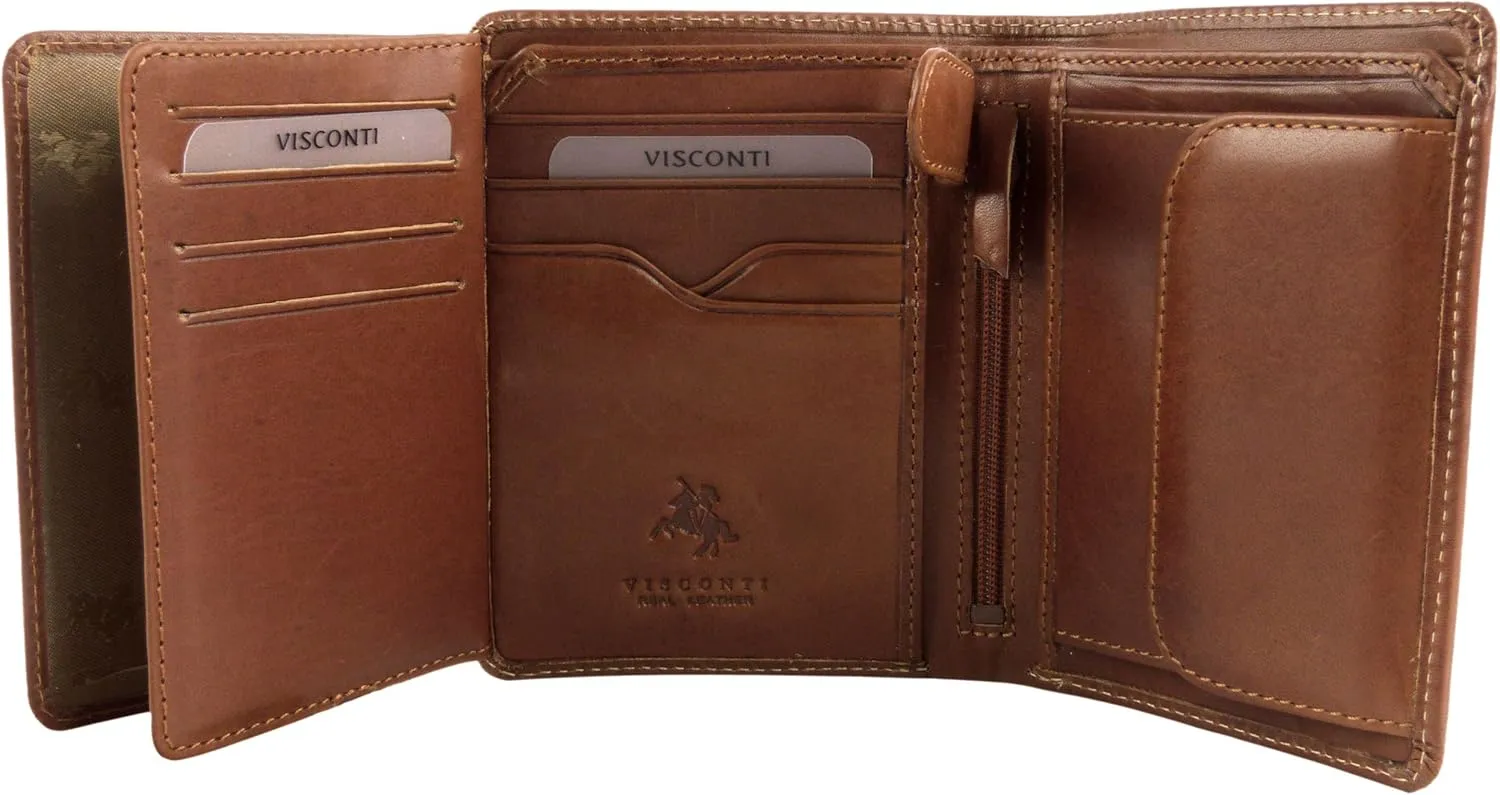 Visconti Men's Vicenza Italian Leather Wallet In Tan By Gift Boxed New Sylish