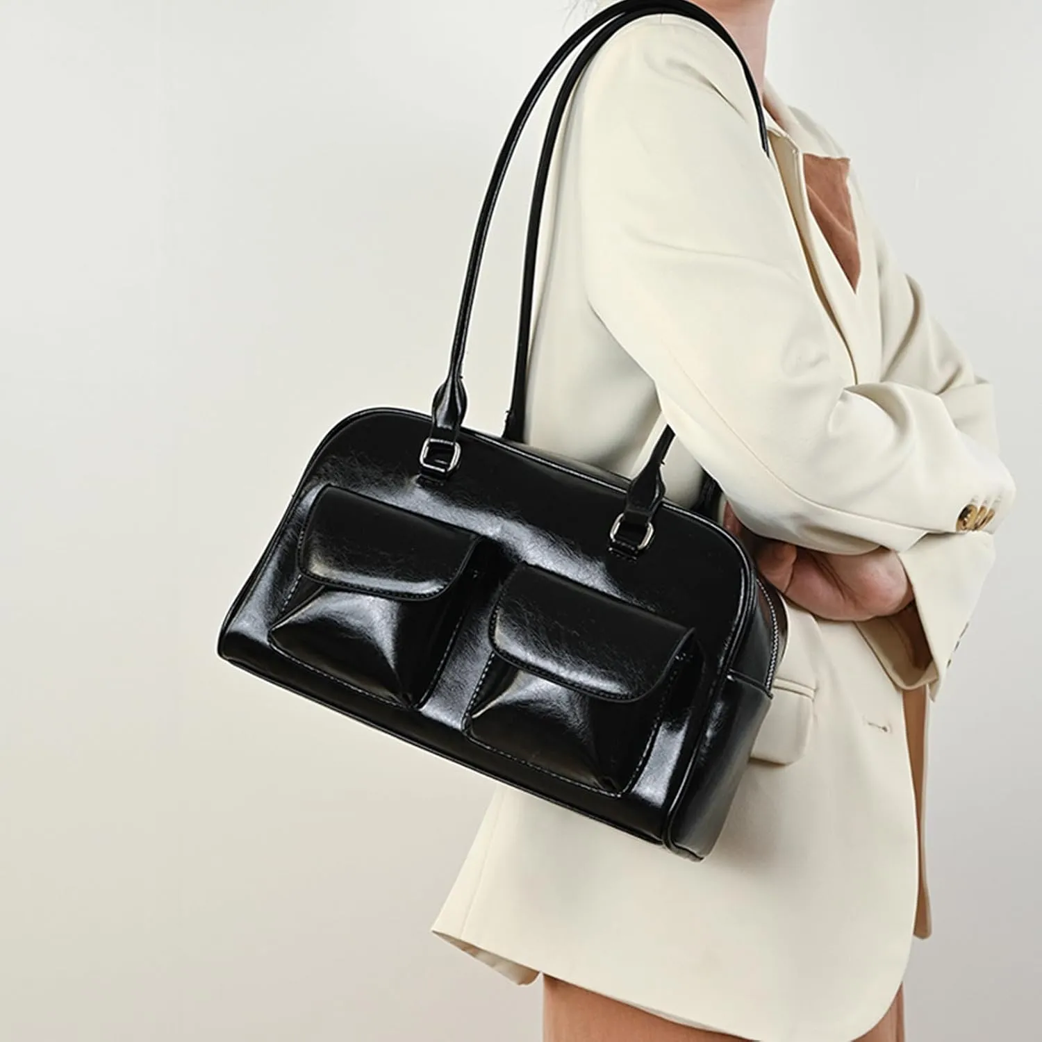 VODIU Shoulder Bag For Women,Retro Leather Tote Handbags Satchel Bag Trendy Clutch Purse