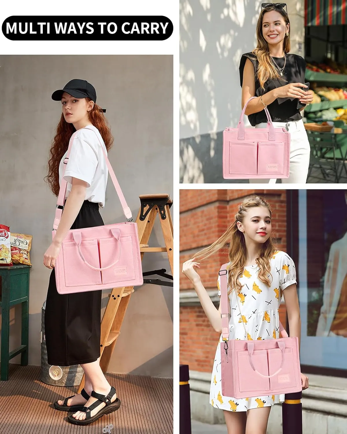 VOFANK Large Canvas Tote Bag for Women - Zipper Work Crossbody Purse Handbag Shoulder Satchel Travel Gym Everyday Bag