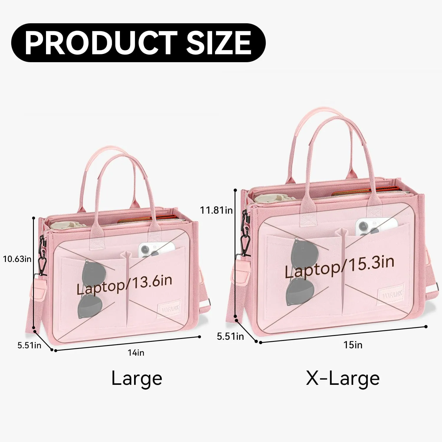 VOFANK Large Canvas Tote Bag for Women - Zipper Work Crossbody Purse Handbag Shoulder Satchel Travel Gym Everyday Bag
