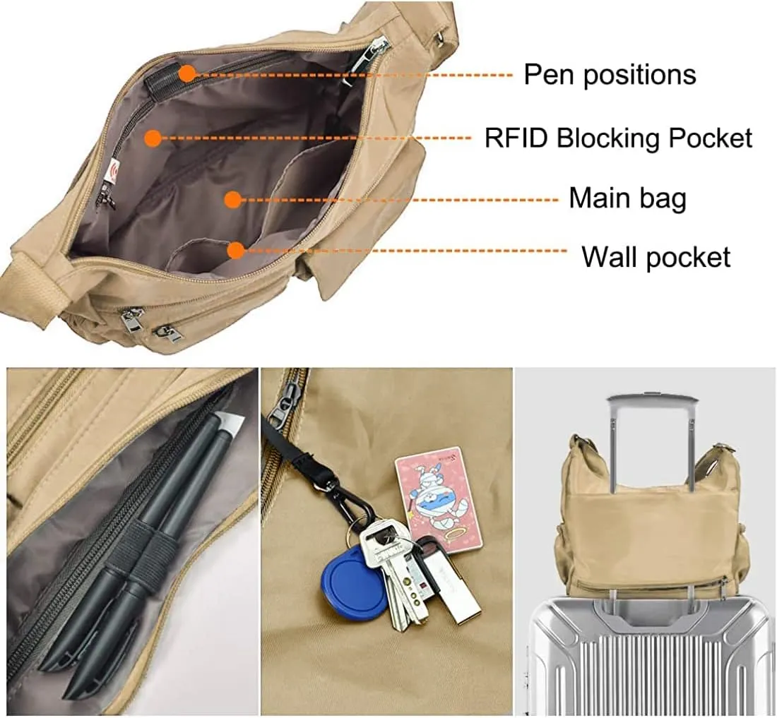VOLGANIK ROCK Crossbody Bags for Women RFID Lightweight Travel Shoulder Bag Waterproof Nylon purses and handbags Pocketbook