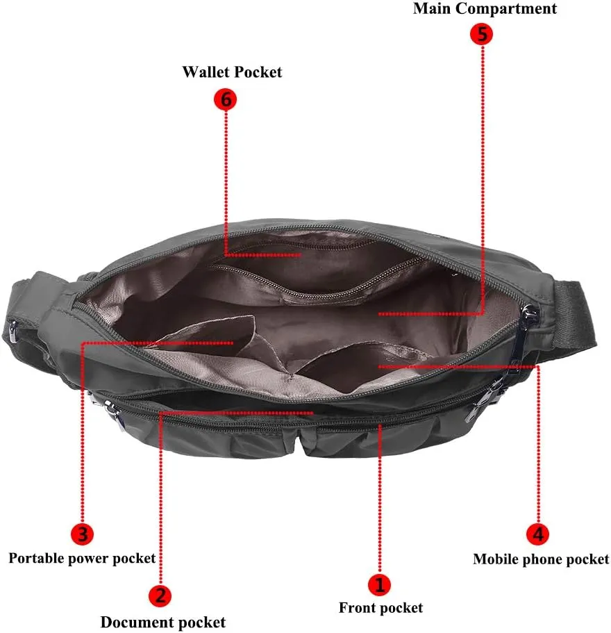 VOLGANIK ROCK Crossbody Purses for Women Shoulder Handbags Lightweight Waterproof Nylon Travel Bag Ladies Pocketbooks