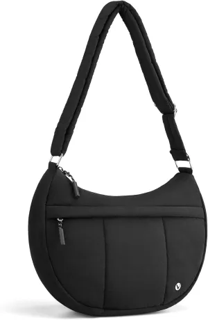 VONAL Puffer Crescent Crossbody Bag for Women Lightweight Nylon Quilted Waterproof Shoulder Purses with Adjustable Strap