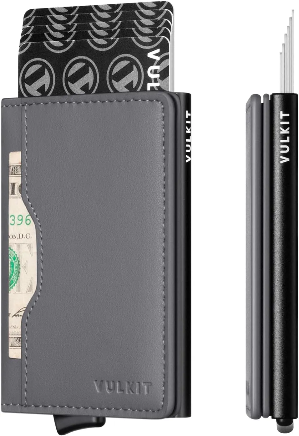 VULKIT Slim Pop up Wallet for Women Minimalist Credit Card Holder with Leather Slots Men's Bifold RFID Blocking Metal Wallets