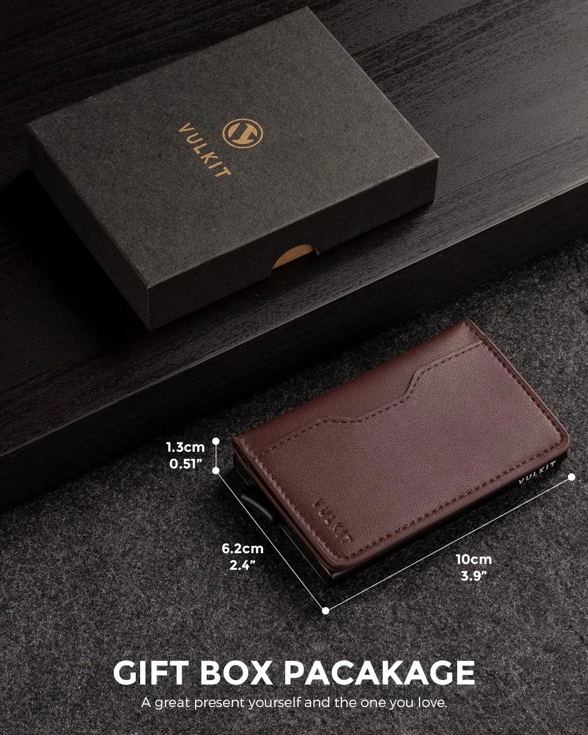 VULKIT Slim Pop up Wallet for Women Minimalist Credit Card Holder with Leather Slots Men's Bifold RFID Blocking Metal Wallets