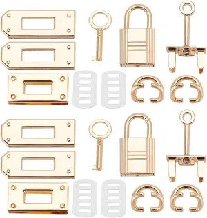 WADORN 20pcs Alloy Bag Lock Clasp Set, Purse Closure Hardware DIY Bag Making Lock Fastener D Ring Chain Connector Accessories for DIY Leather Crafts Shoulder Bag Repair Replacement, 2 Sets