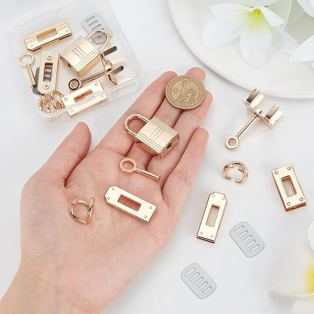 WADORN 20pcs Alloy Bag Lock Clasp Set, Purse Closure Hardware DIY Bag Making Lock Fastener D Ring Chain Connector Accessories for DIY Leather Crafts Shoulder Bag Repair Replacement, 2 Sets
