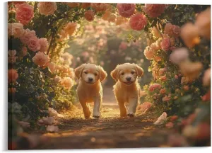 Wall Art Oil Painting, 16"x12" Home Living Room Decor Abstract Wall Art, Framed Canvas Decorative Art, Rose Tunnel Adventure -139