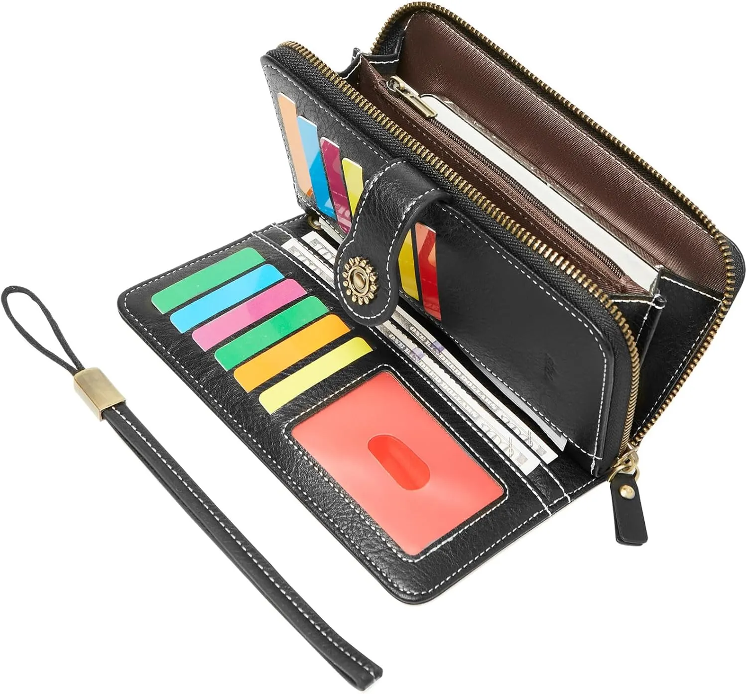 Wallet for Women RFID Blocking Leather Large Capacity Card Holder Ladies Phone Clutch Travel Long Purse Wristlet