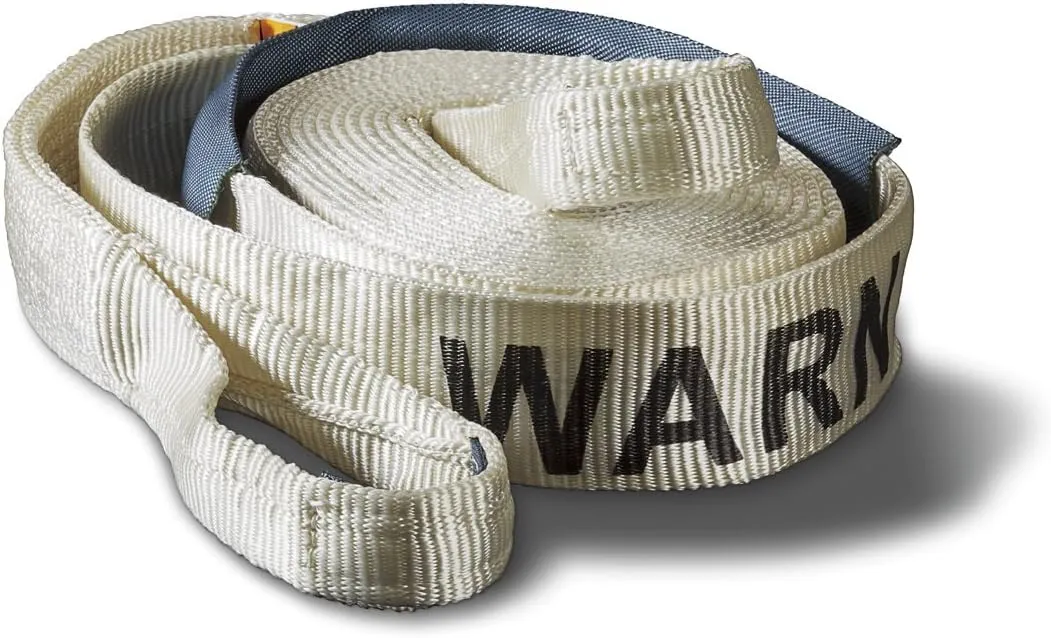 WARN 88924 Nylon Webbing Premium Recovery Strap, 10.8 Ton (21,600 lb) Capacity, 3" Width x 30' Length, White