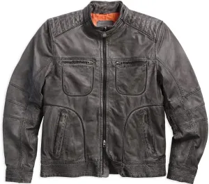 Washed Lambskin & Cowhide Leather Jacket – Soft Feel with Bold Orange Lining