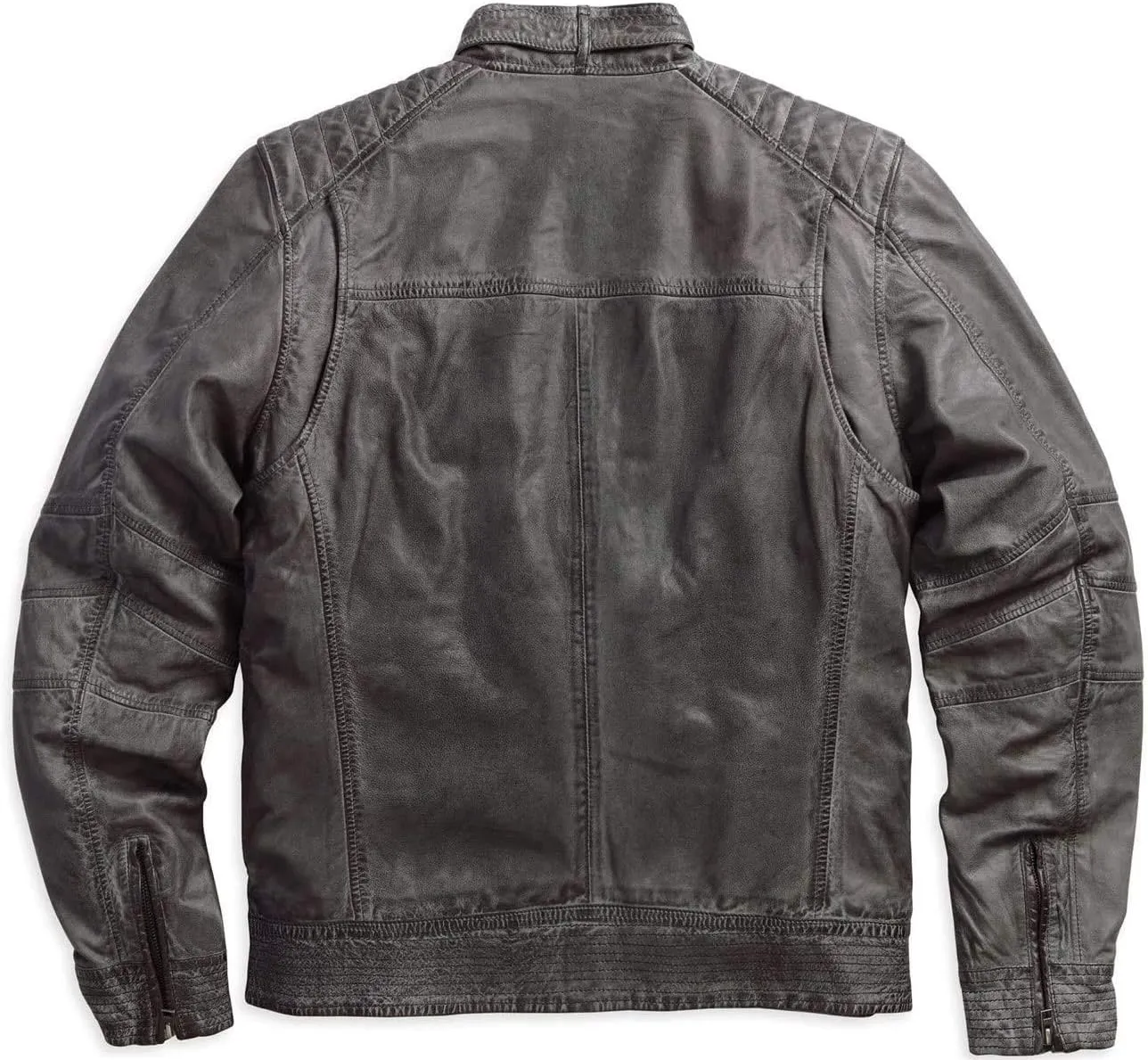 Washed Lambskin & Cowhide Leather Jacket – Soft Feel with Bold Orange Lining