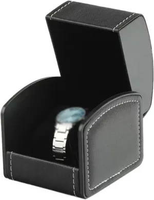 Watch Case Single Watch Display Box Collection Box PU Leather Watch Storage Box Gift (excluding Watches) Watch Display Box(Black)
