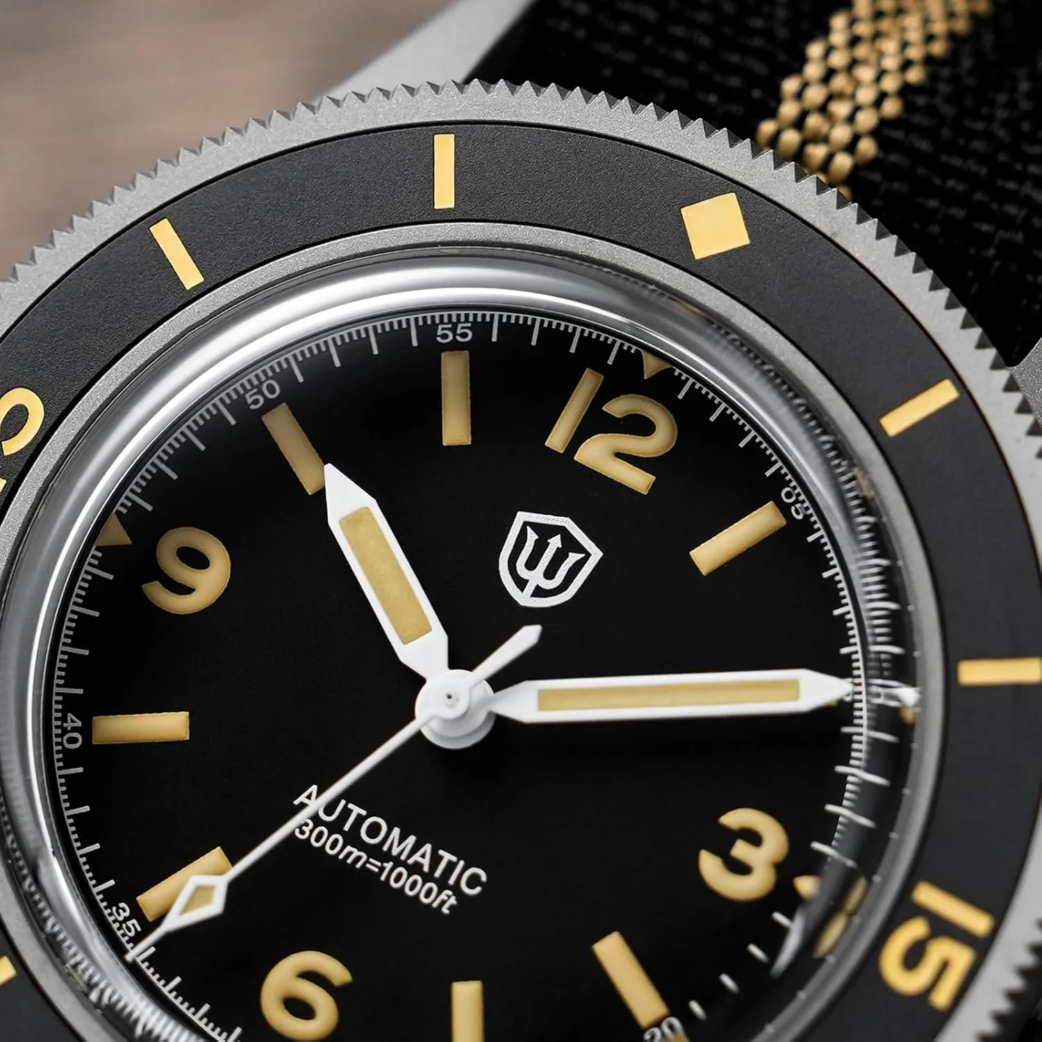 watchdives Dive Watch for Men, Vintage 50-Fathoms NH35/NH38 Automatic Watches 40mm Domed Glass 300m Waterproof Diving Wristwatch with Nylon Watch Strap