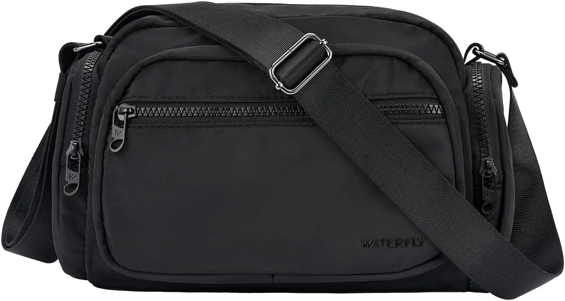 WATERFLY Multiple Pockets Crossbody Bags: 6L Large Nylon Purses 2025 - Travel Shoulder Cross Body Purse for Women Men