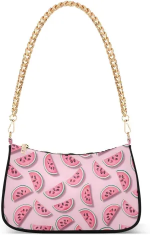Watermelon Slices 3d Tote Bag Shoulder Bag Hobo Handbag for Women Ladies Mini Clutch Purse with Zipper Closure