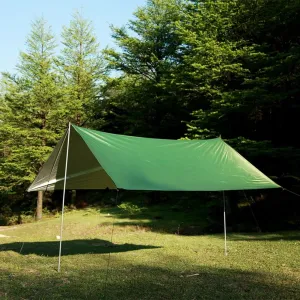 Waterproof 210T Nylon Rain Fly Tarp Tent Camping Shelter Sunshade 10 x 10ft, 6 Stakes & 6 Elastic Ropes