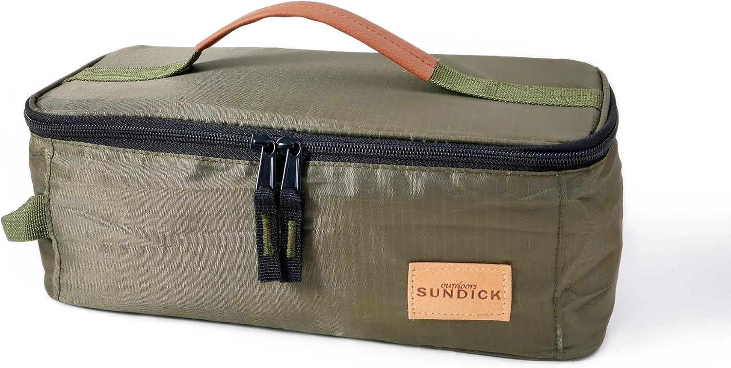 Waterproof Camping Cookware Organizer Bag, Portable Durable Utensil Pouch for Outdoor Cooking BBQ Grill Hiking Accessories, Compact Multi Compartment Storage for Spoons Chopsticks Stove Tools