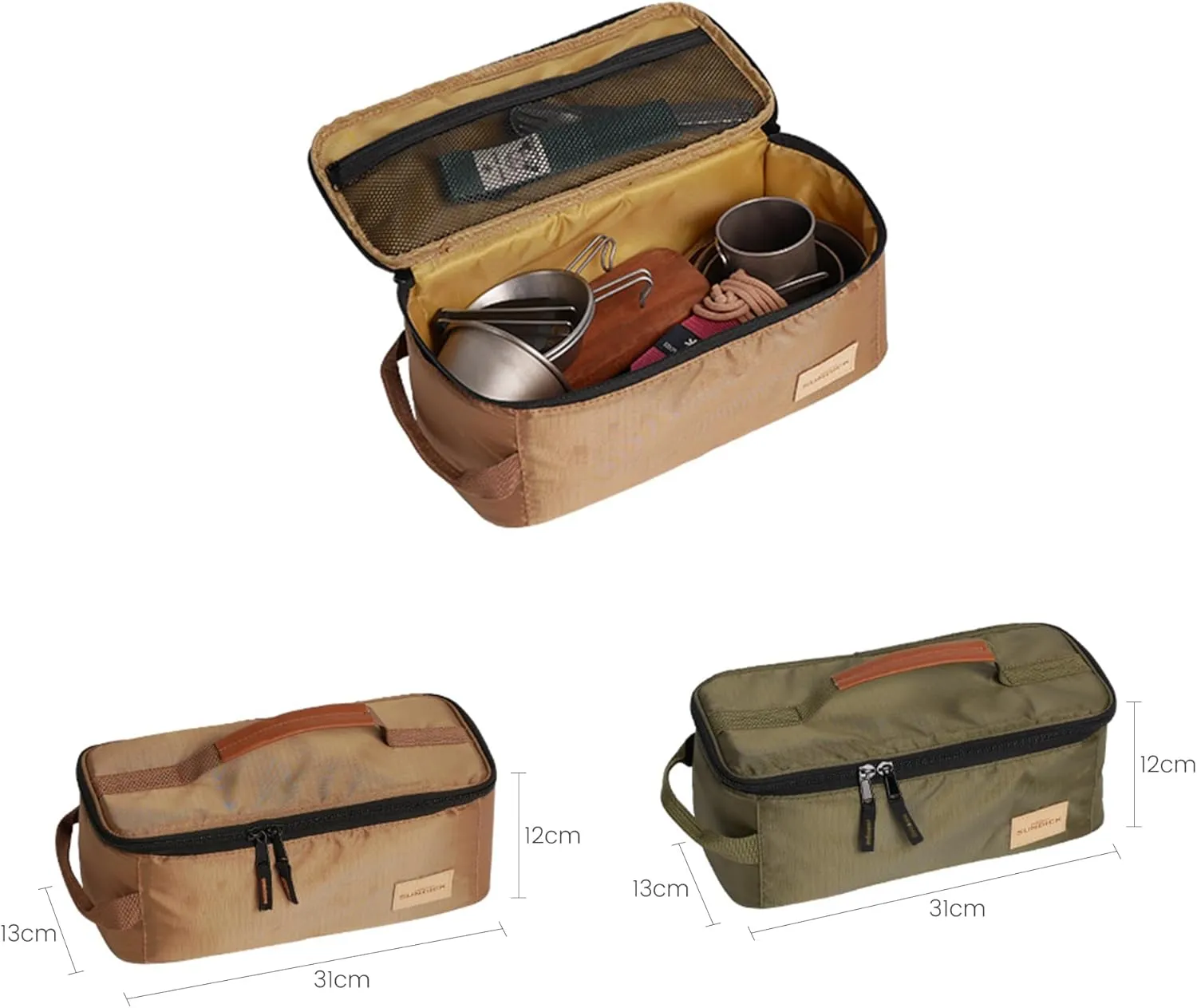 Waterproof Camping Cookware Organizer Bag, Portable Durable Utensil Pouch for Outdoor Cooking BBQ Grill Hiking Accessories, Compact Multi Compartment Storage for Spoons Chopsticks Stove Tools
