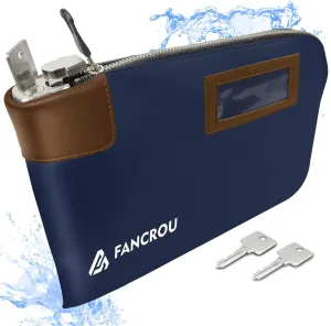 Waterproof Cash Bag with lock and 2 Keys, Money bag with Zipper,Security bags for cash, Durable Money Bank Deposit Bag, Nylon Documents Bag, Coin Check Wallet Pouch,Petty cash bag,11 x 9 Inch,Blue